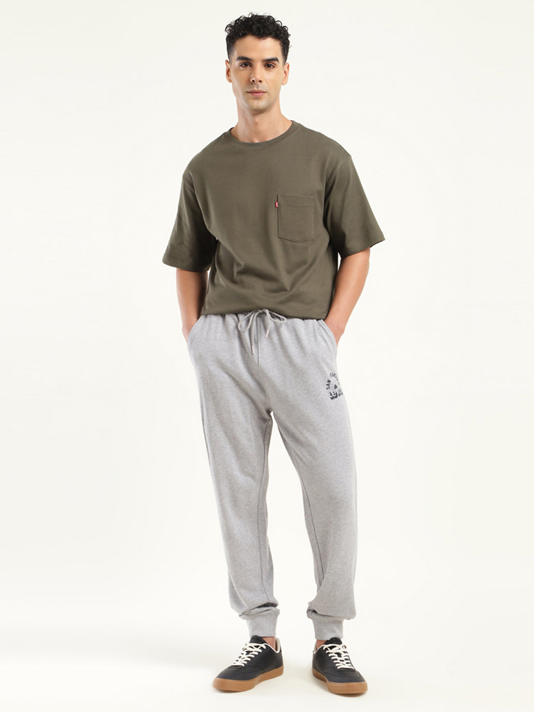 Men's Regular Fit Grey Joggers - e9ef53eb-4803-452d-a61b-1d4ca15d9426 View