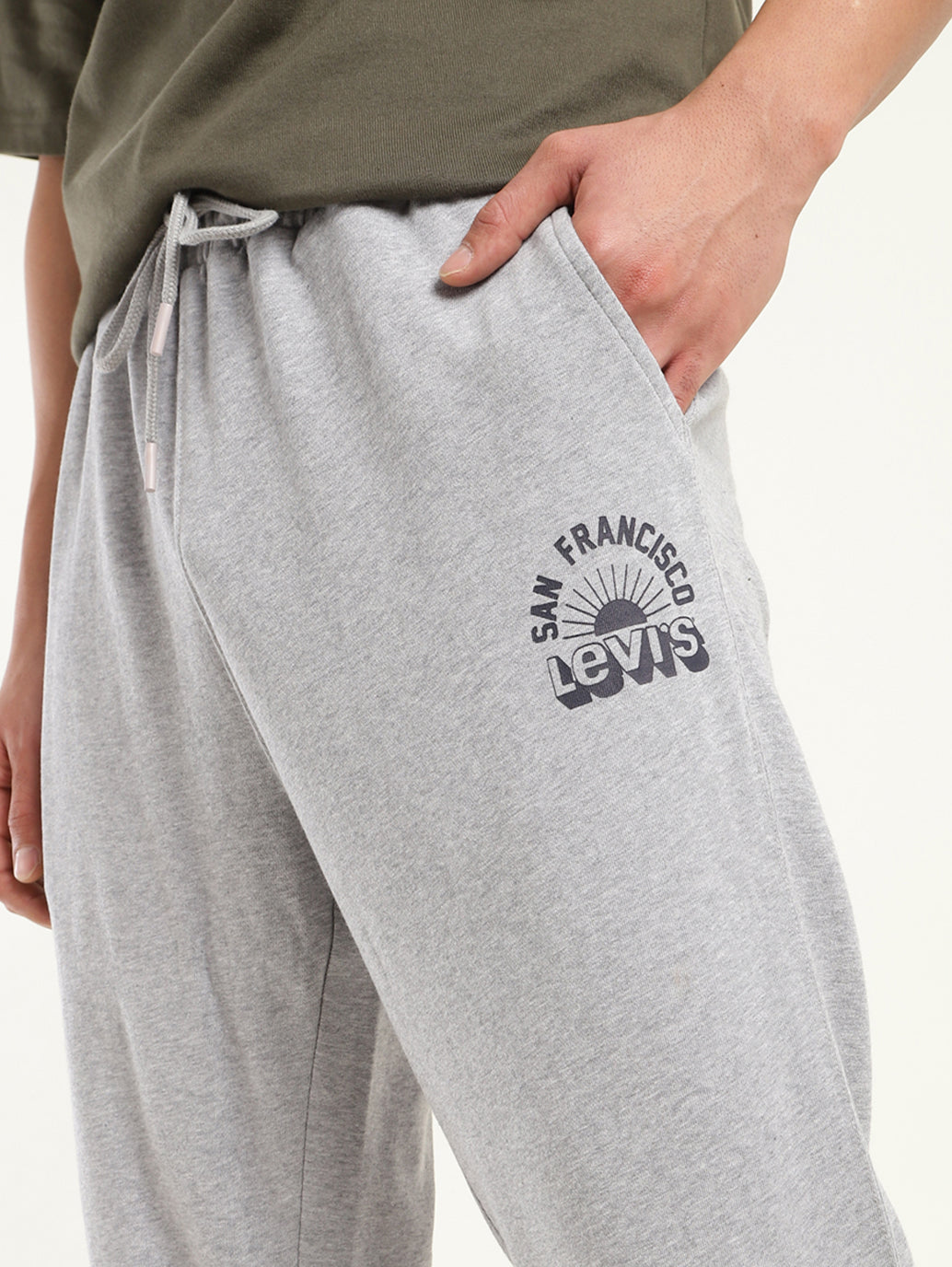 Men's Regular Fit Grey Joggers - Details View