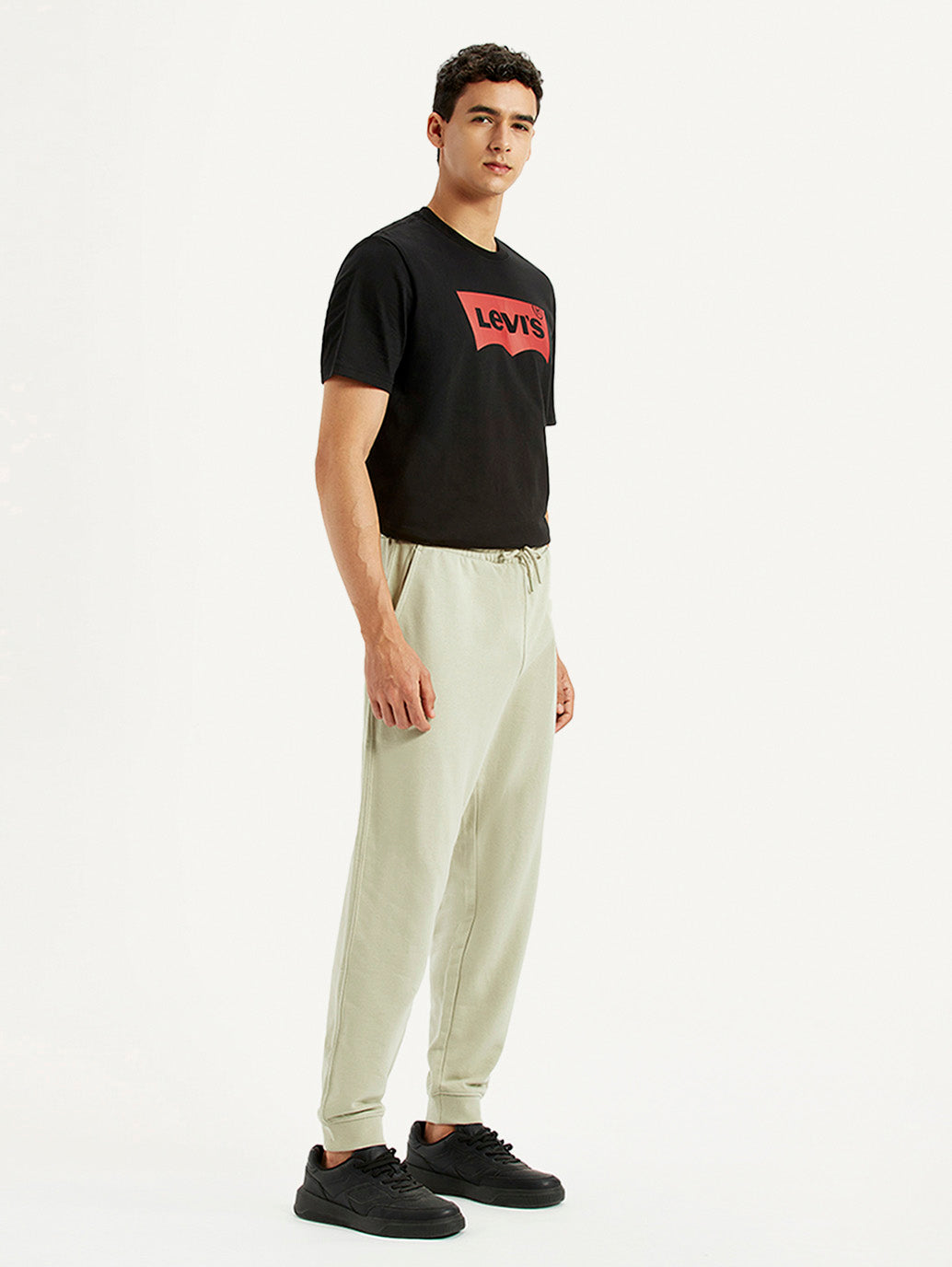 Men's Light Green Regular Fit Mid Rise Joggers - Side View