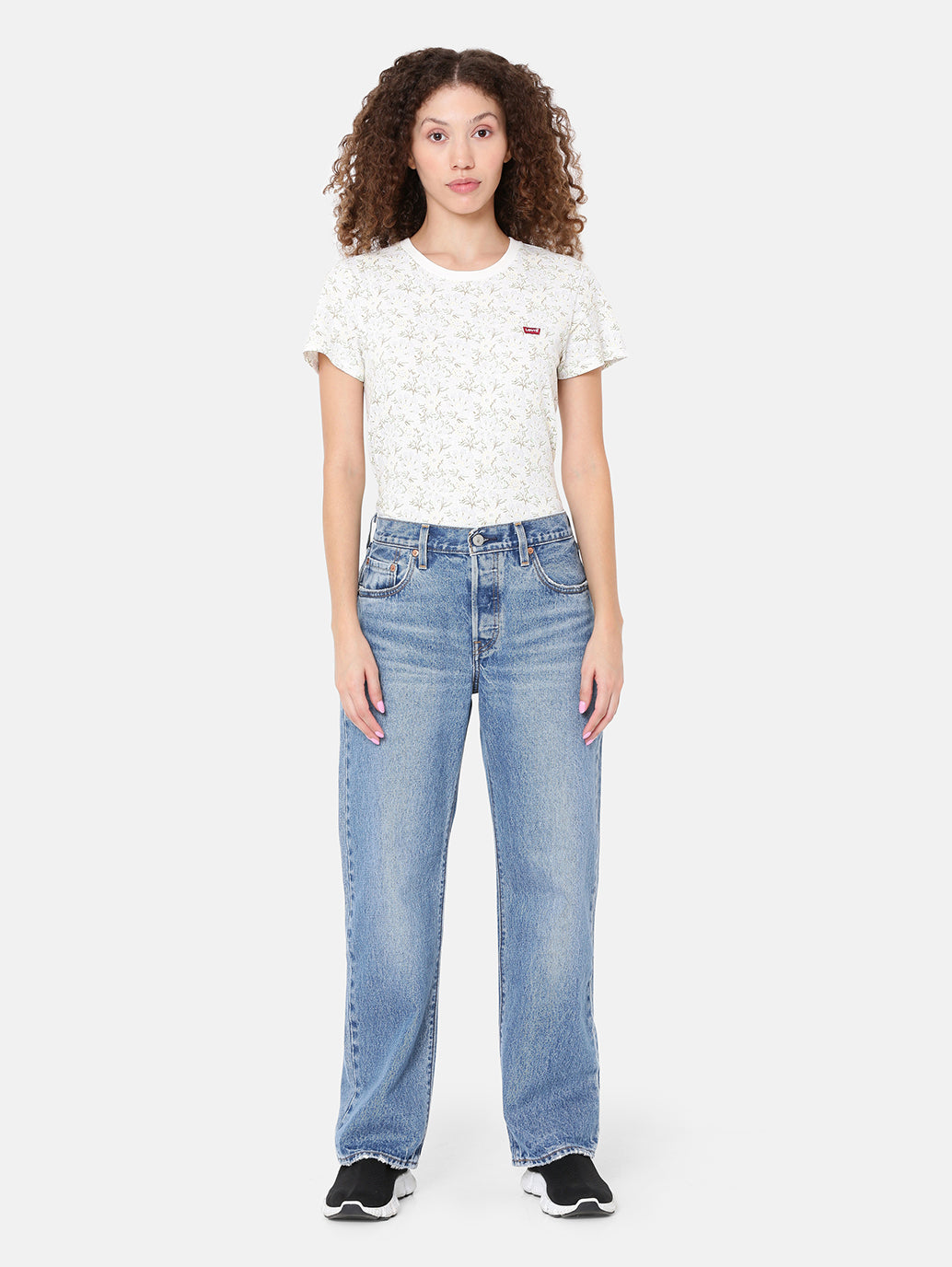 Women's 501 Indigo Straight Fit Mid Rise Jeans - Front View