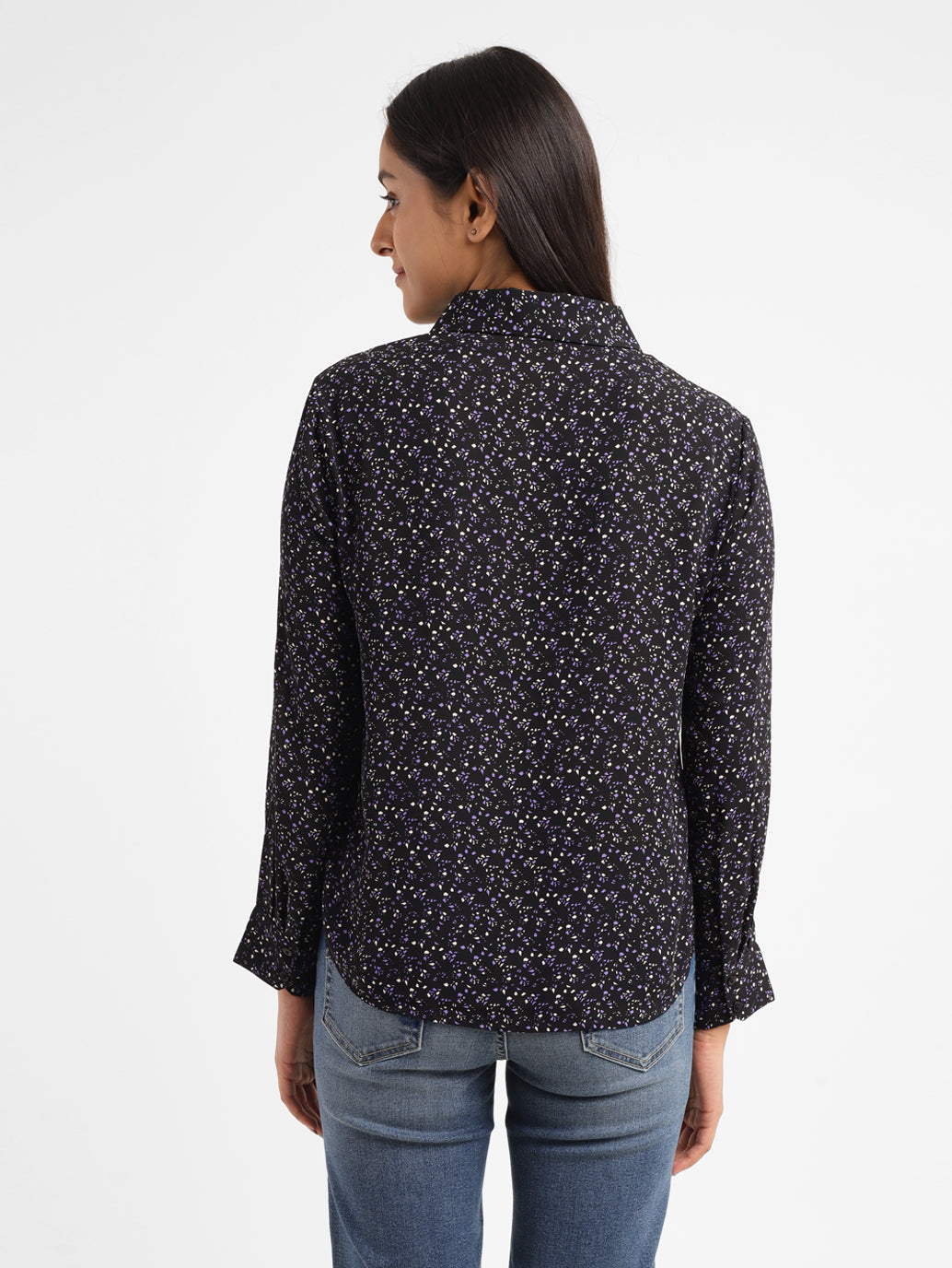 Women's Printed Shirt Collar Shirt - 3881e06d-68c5-405a-a7a4-66226cdddcbe View