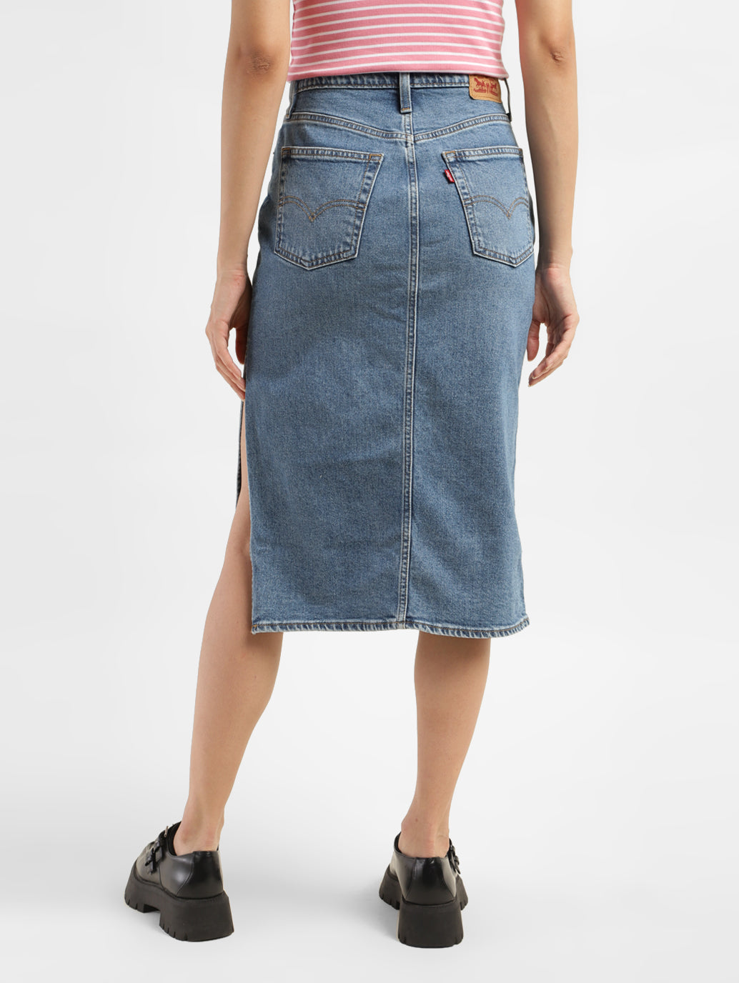 Women's Mid Rise Blue Solid Skirt - 7974502b-f830-4d51-8f21-74bff7ed47fb View