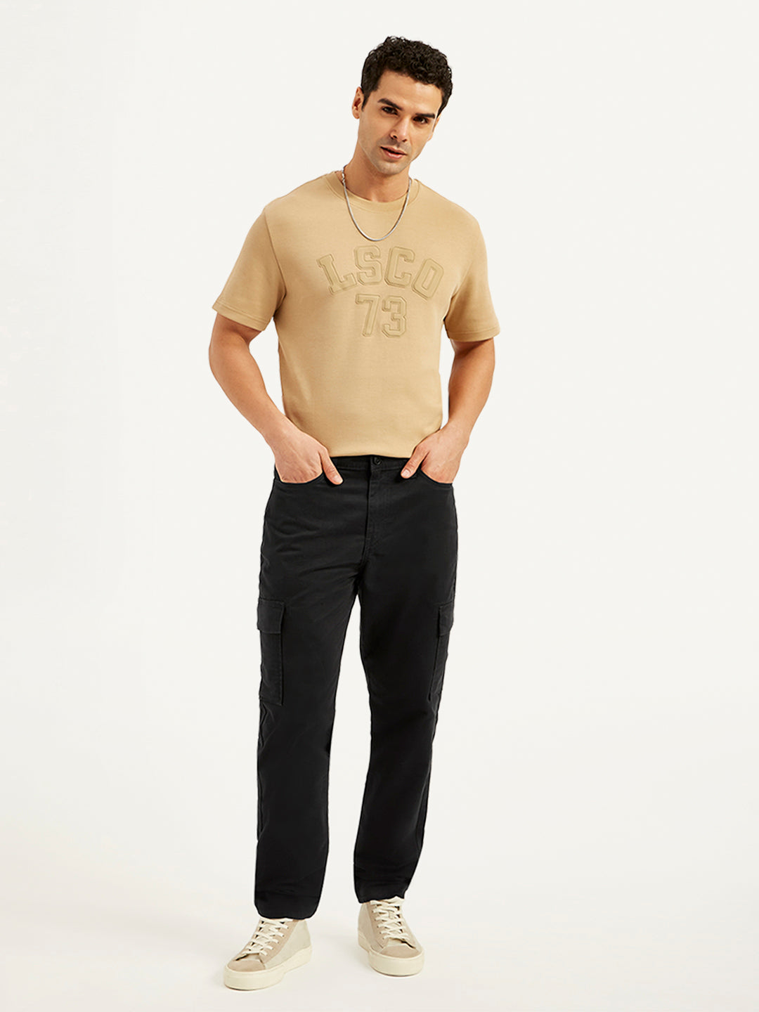 Men's Black Straight Fit Cargo Trousers - 20 View