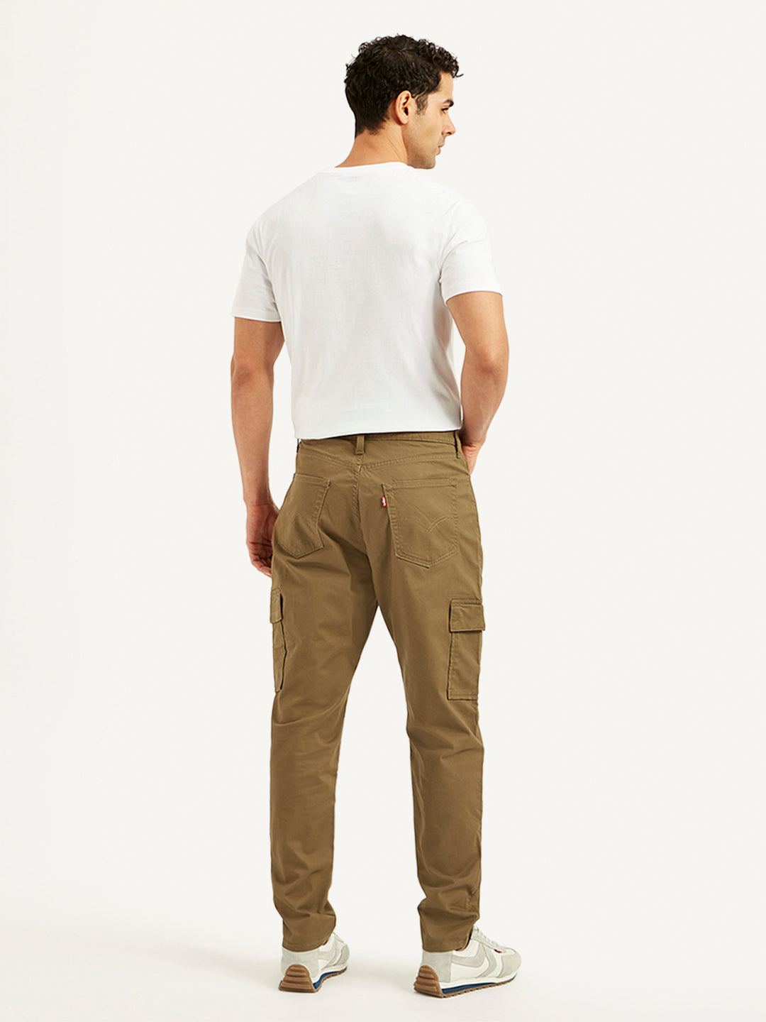 Men's Khaki Straight Fit Cargo Trousers - 20 View