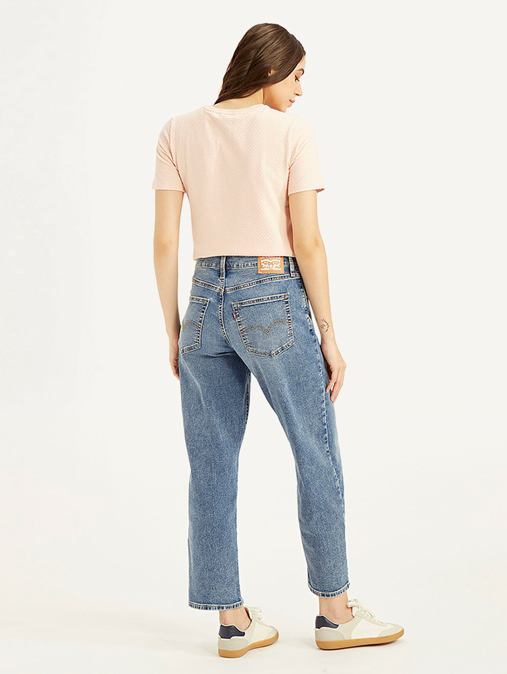 Women's 94 Blue Baggy Fit Mid Rise Jeans - Back View