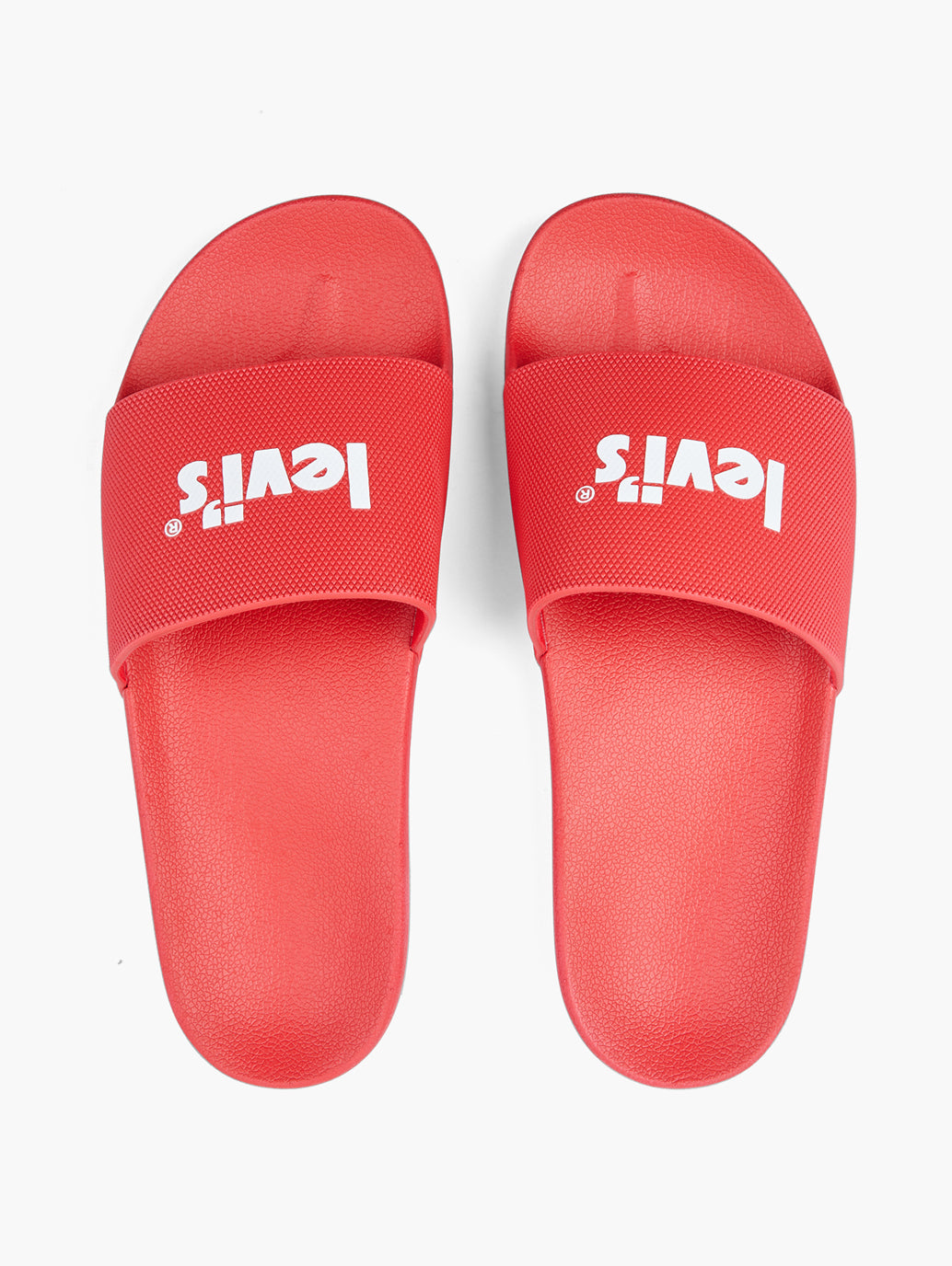 Men's Red Logo Printed Slides - 68be9986-dd35-4a09-b198-e47f2a904226 View