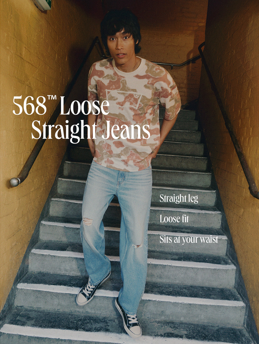 Men's 568 Navy Blue Loose Fit Mid Rise Jeans - FitNav568 View