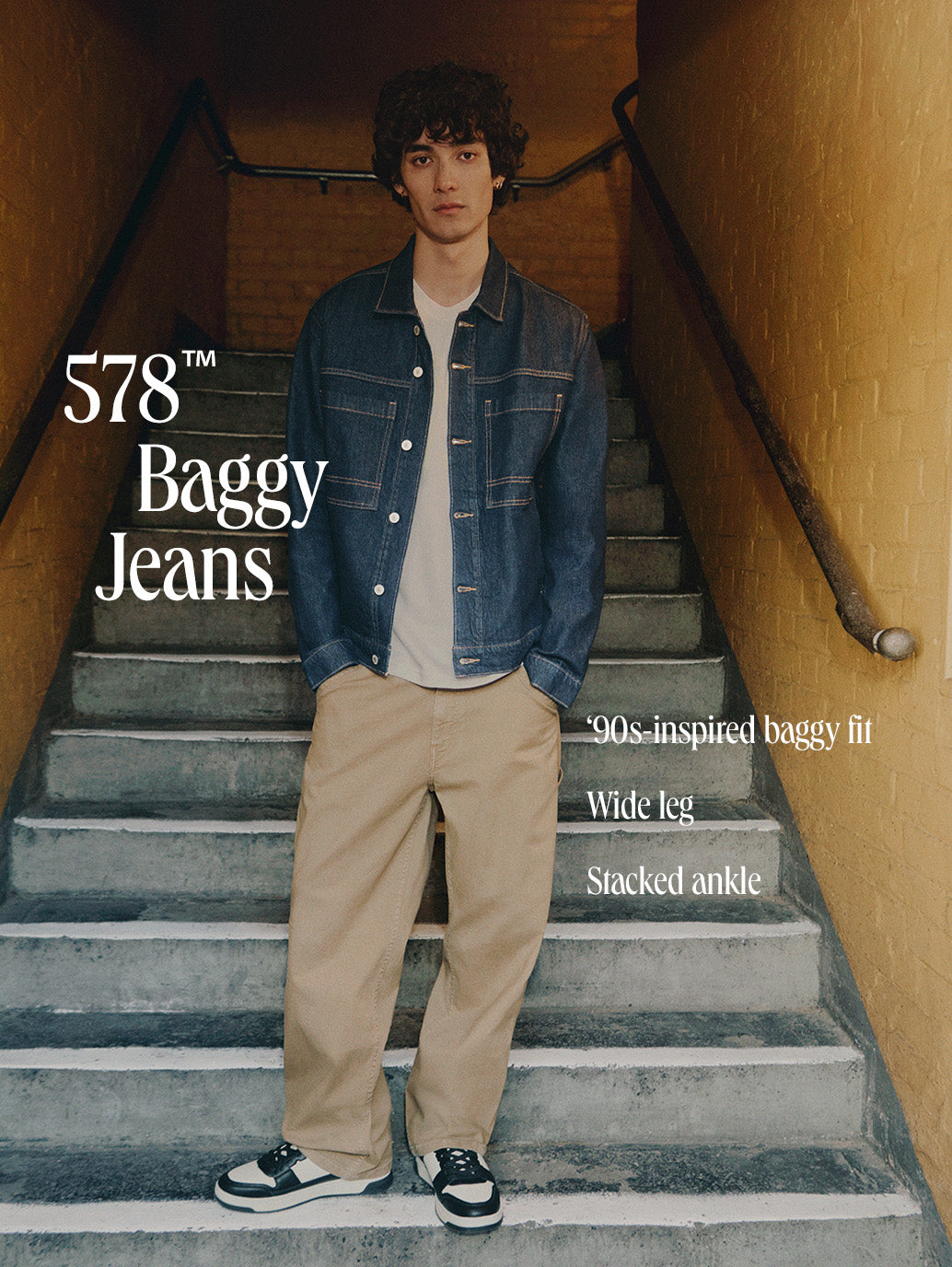 Men's 578 Beige Loose Fit Mid Rise Jeans - FitNav578 View