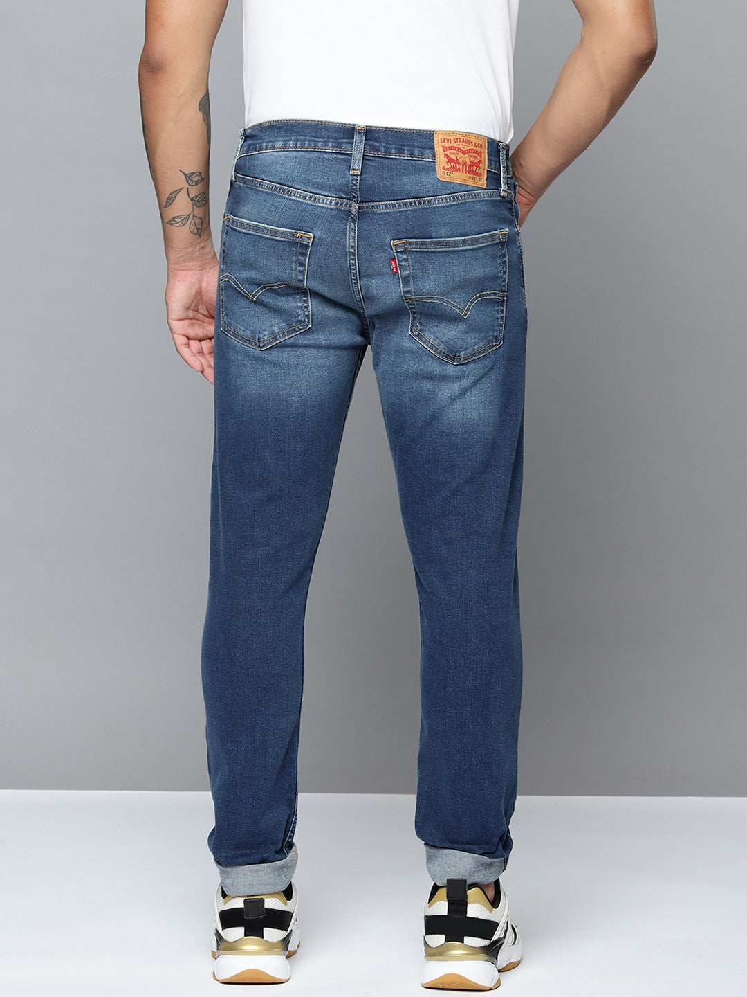 Men's 512 Blue Slim Tapered Fit Mid Rise Jeans - ac34982d-af85-4f47-896d-0735ed8b2b291699358654344-Levis-Men-Blue-512-Slim-Fit-Heavy-Fade-Stretchable-Jeans-733-3 View