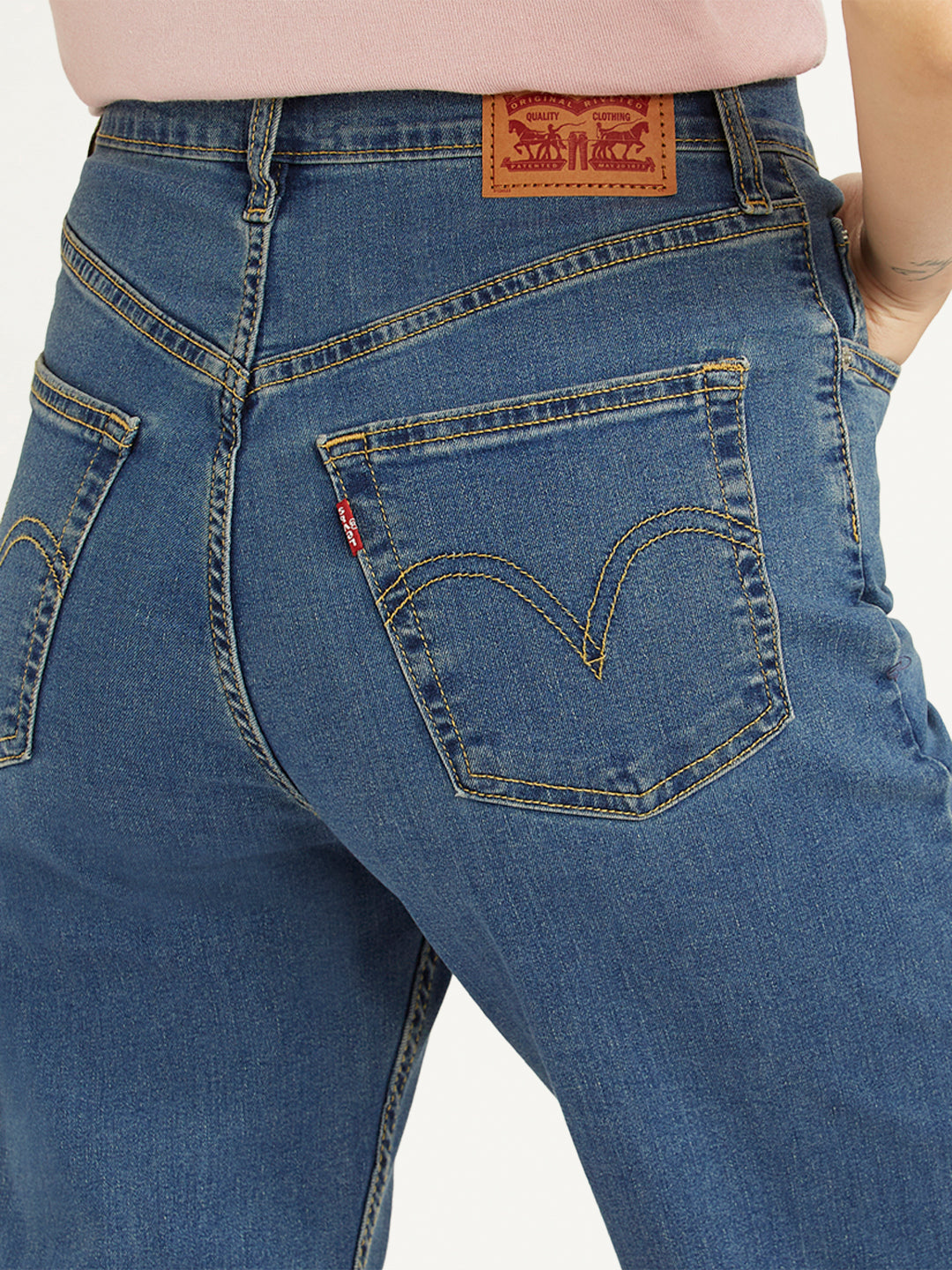 Women's Blue Ribcage Straight Fit High Rise Jeans - acc8446f51313bbca95eda679dd69216 View
