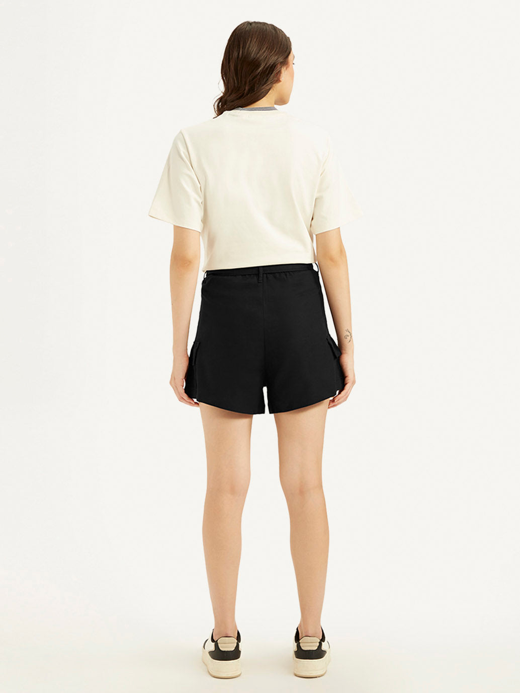 Women's Mid Rise Black Relaxed Fit Shorts - c58b92f7eaf55f8062571024db412af1 View