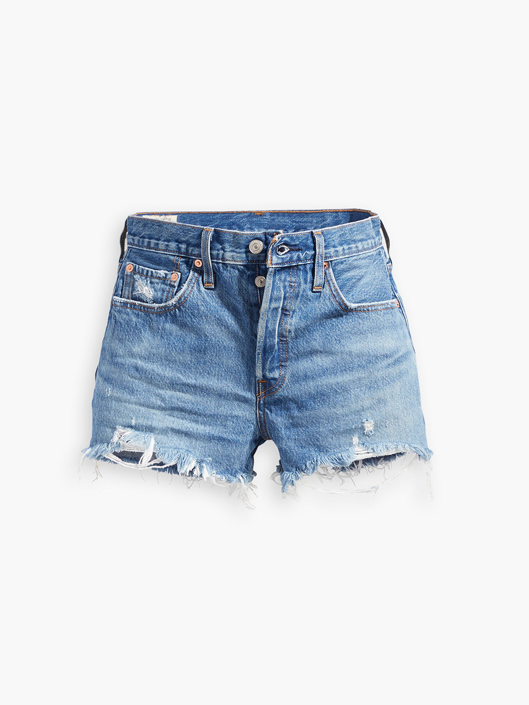 Women's 501 Mid Rise Blue Straight Fit Shorts - ccdc0bf89c38bc40fe6fe9cb7de680b4 View