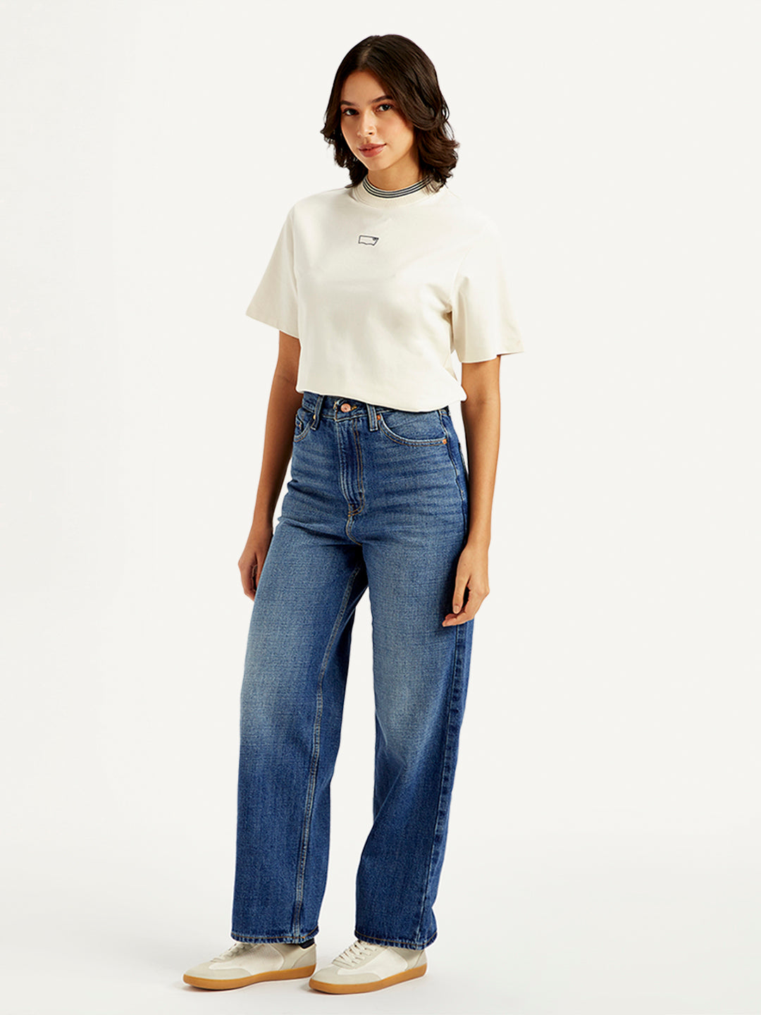Women's Blue Loose Fit High Rise Jeans - 05a34253-5cd1-473b-8d3b-2b615167af70 View