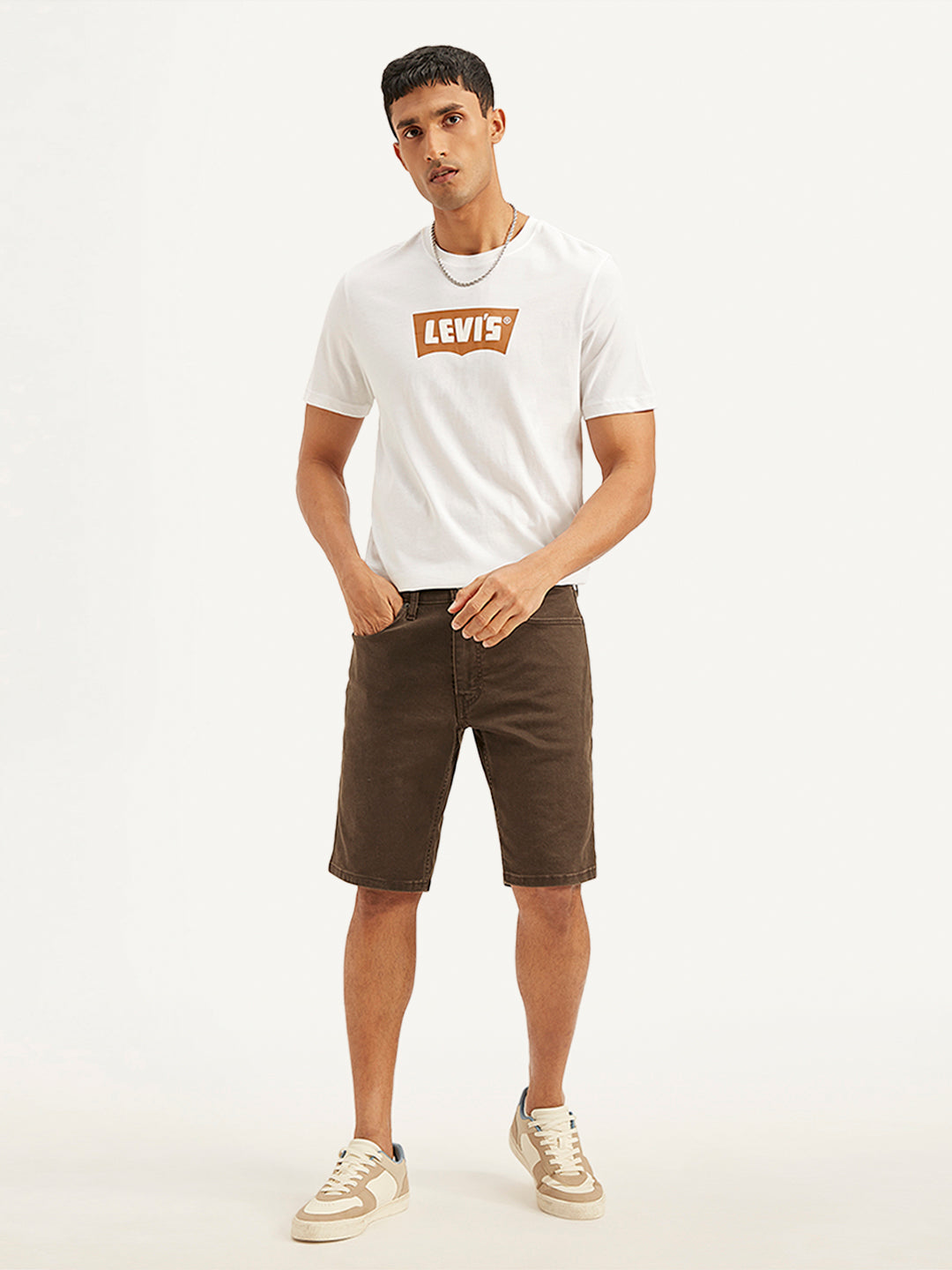 Men's Brown Tapered Shorts - 07d4495d-4b7f-4c56-817d-3a3b01a59c3c View