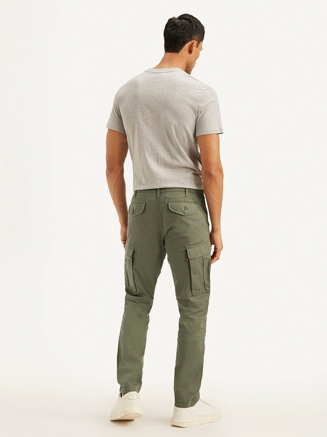 Men's Olive Relaxed Fit Cargo Trousers - 4b104eda-816f-4288-af80-e6408f438c9c View