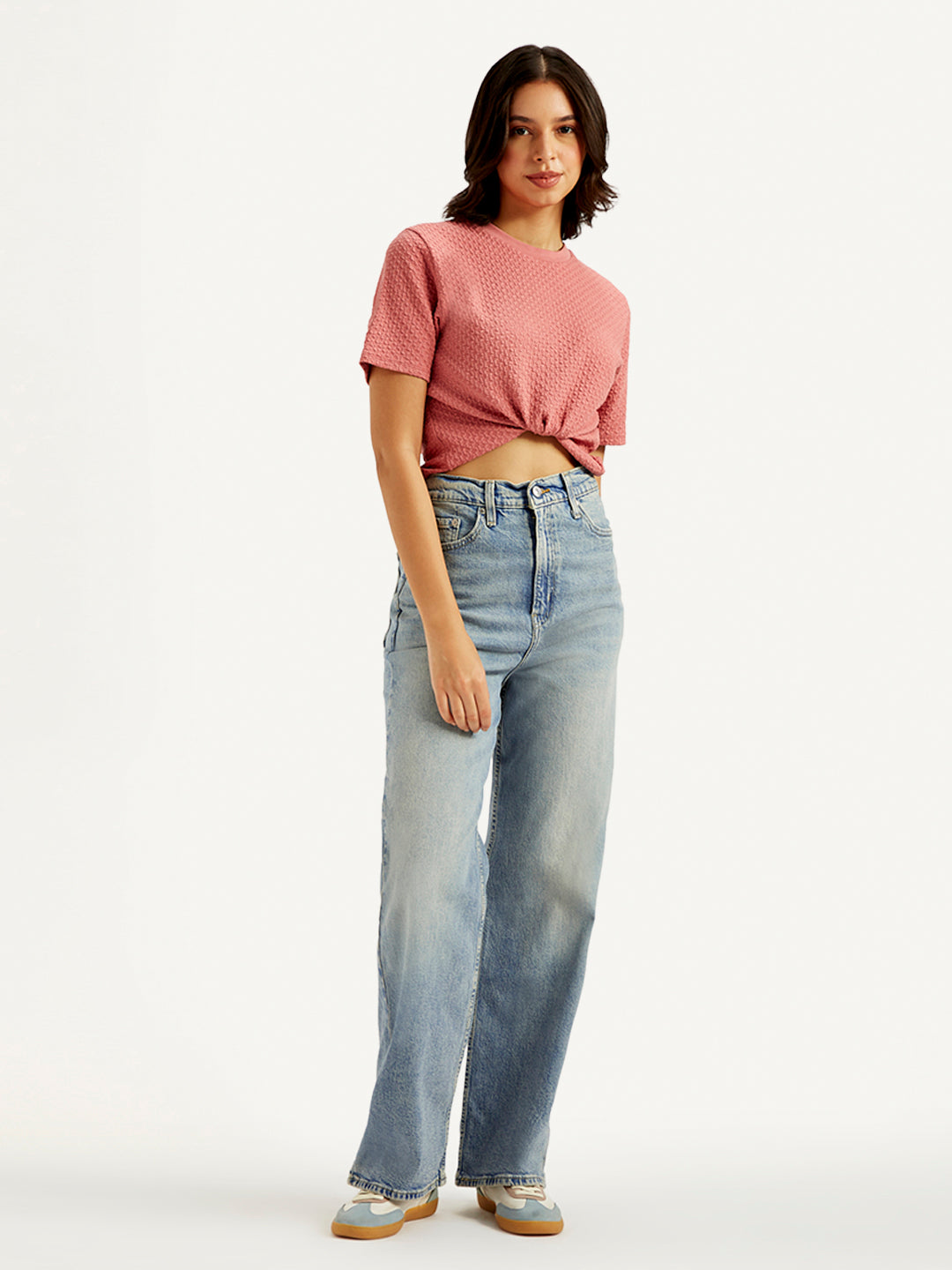 Women's Light Blue Loose Fit High Rise Jeans - 4da49b57-58ca-4372-b35e-f0294eb141f5 View