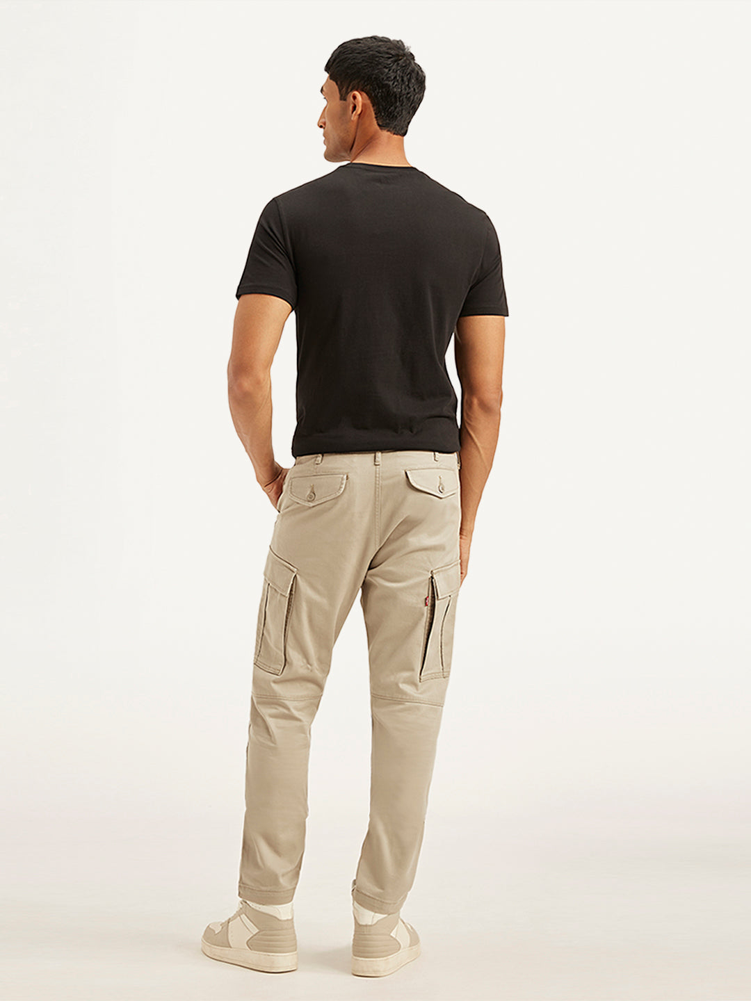 Men's Beige Relaxed Fit Cargo Trousers - 5da8f551-5a67-4059-b704-a9bf87b4e6c2 View