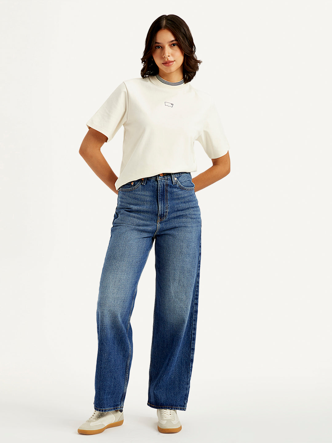 Women's Blue Loose Fit High Rise Jeans - 88a81940-a8e2-49df-b6fa-016cd2214f02 View