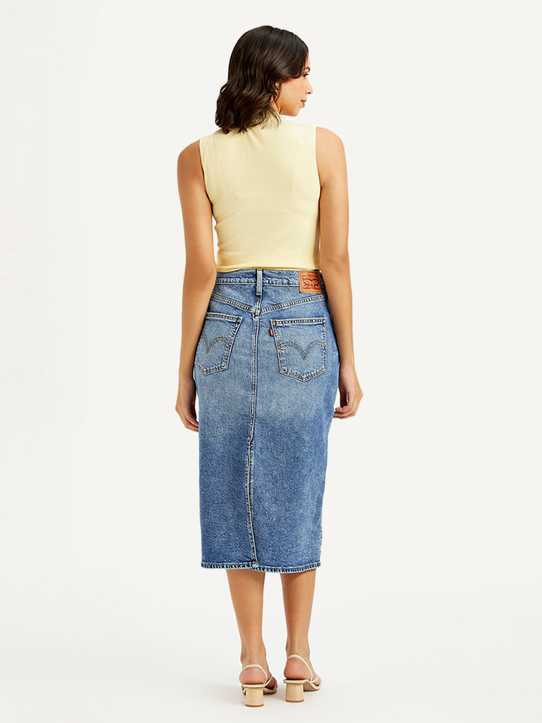 Women's High Rise Blue Straight Fit Skirt - a503f3cb-fecb-4ae6-846c-2cd901316dea View
