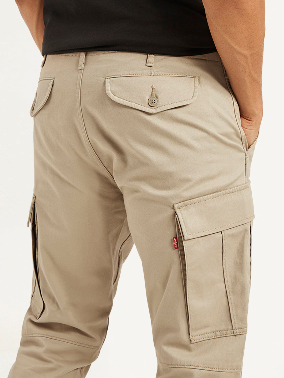 Men's Beige Relaxed Fit Cargo Trousers - d36cf94b-eb5c-4eb9-91ae-8f66c81d6a87 View
