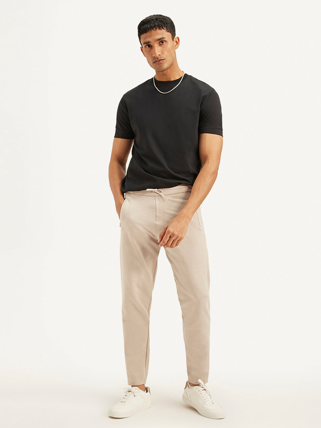 Men's Beige Solid Joggers - e9f33cc8-8443-4e3a-863e-7f55029d16d0 View