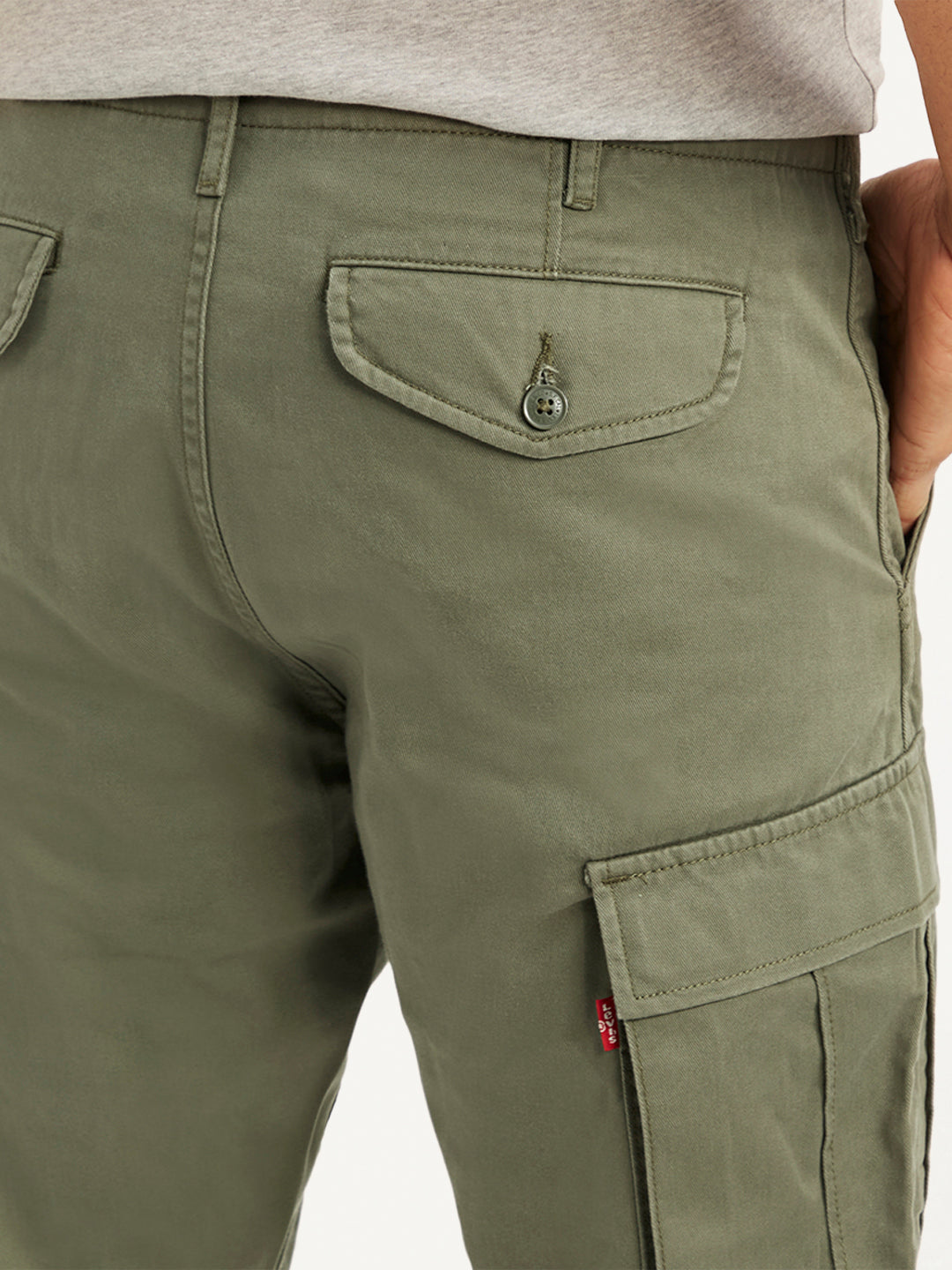 Men's Olive Relaxed Fit Cargo Trousers - f2fe7dae-8c08-465e-a43a-7b9bdb06d7a8 View