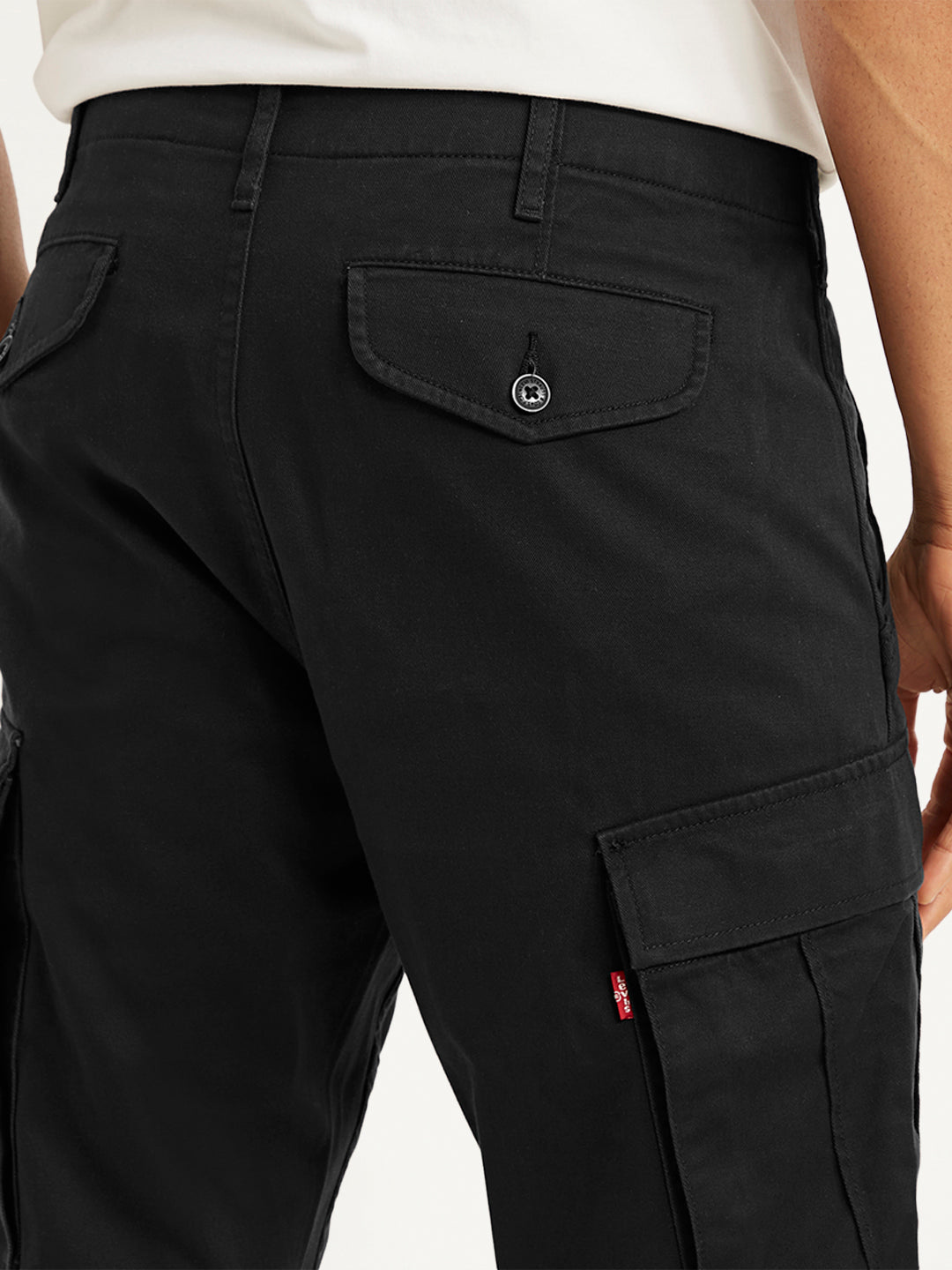 Men's Black Relaxed Fit Cargo Trousers - fb912c2b-a191-4865-a161-913abd6d339b View