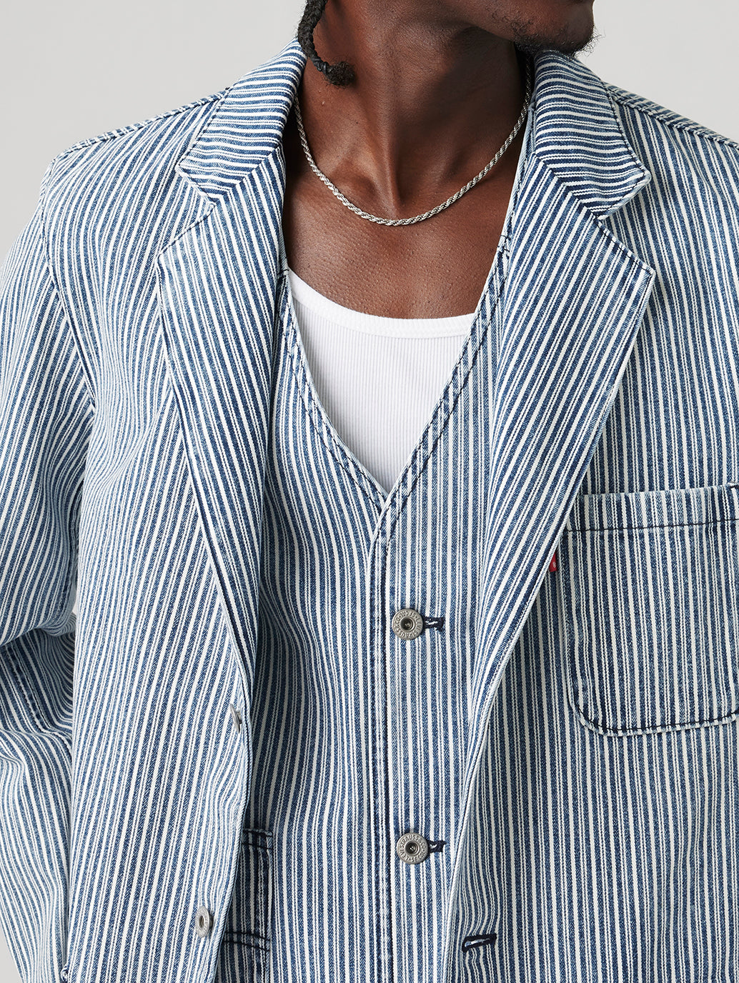 Men's Blue Striped Blazer - f6e6c1b106094477870be65536bd9eb6 View