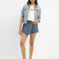 Women's High Rise Navy Regular Fit Skirt - StyleShot View