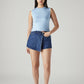 Women's Mid Rise Blue Regular Fit Skorts - Front View