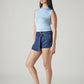 Women's Mid Rise Blue Regular Fit Skorts - Side View