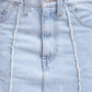 Women's Mid Rise Light Blue Regular Fit Skirt - 4 View