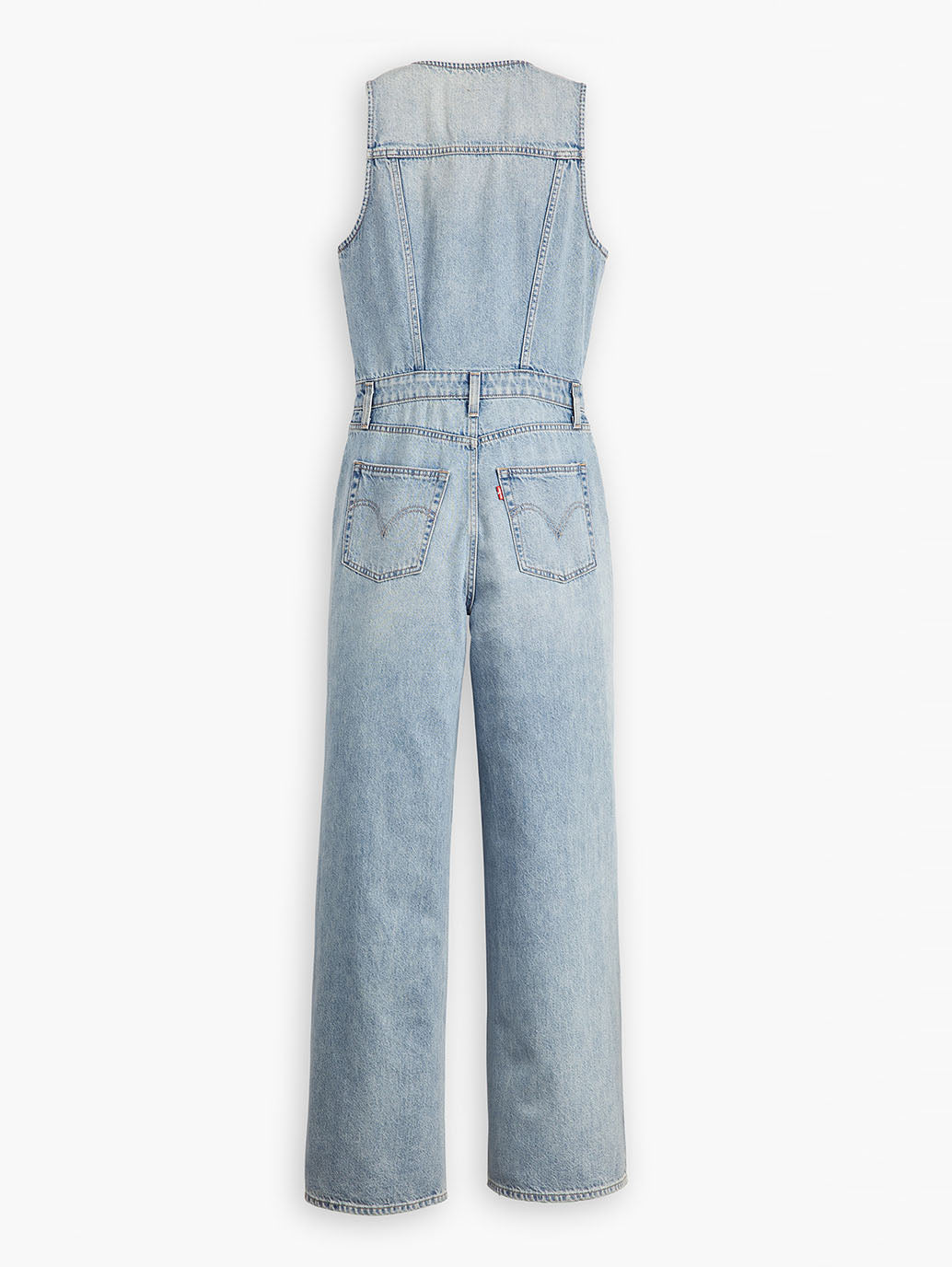 Women's Solid Blue V Neck Jumpsuit - Flatlay View