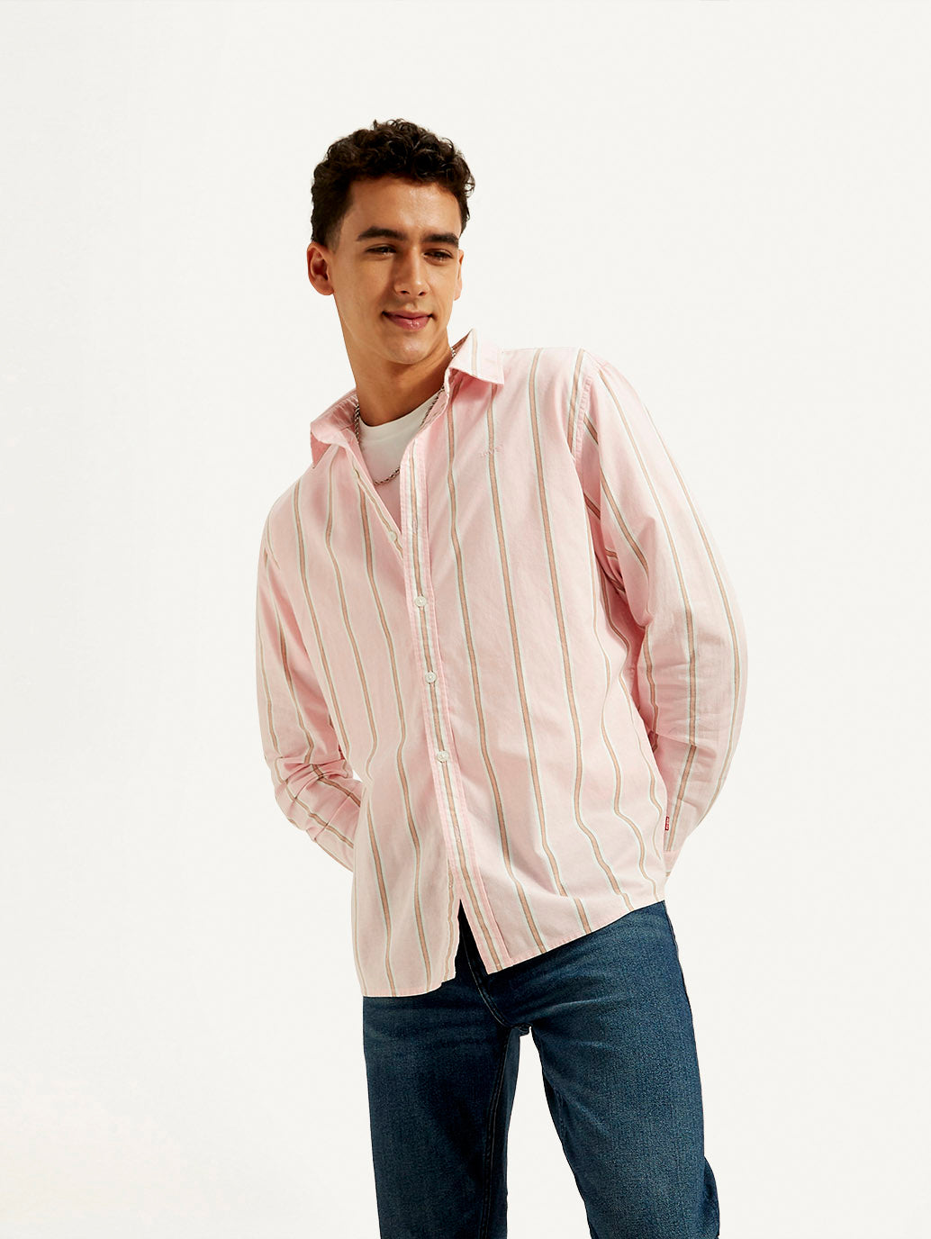 Men's Striped Slim Fit Oxford Shirt - Elevated View