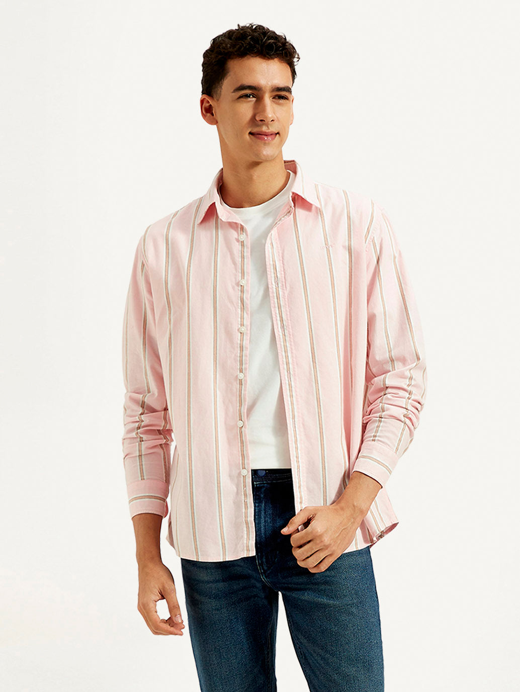 Men's Striped Slim Fit Oxford Shirt - Styleshot View