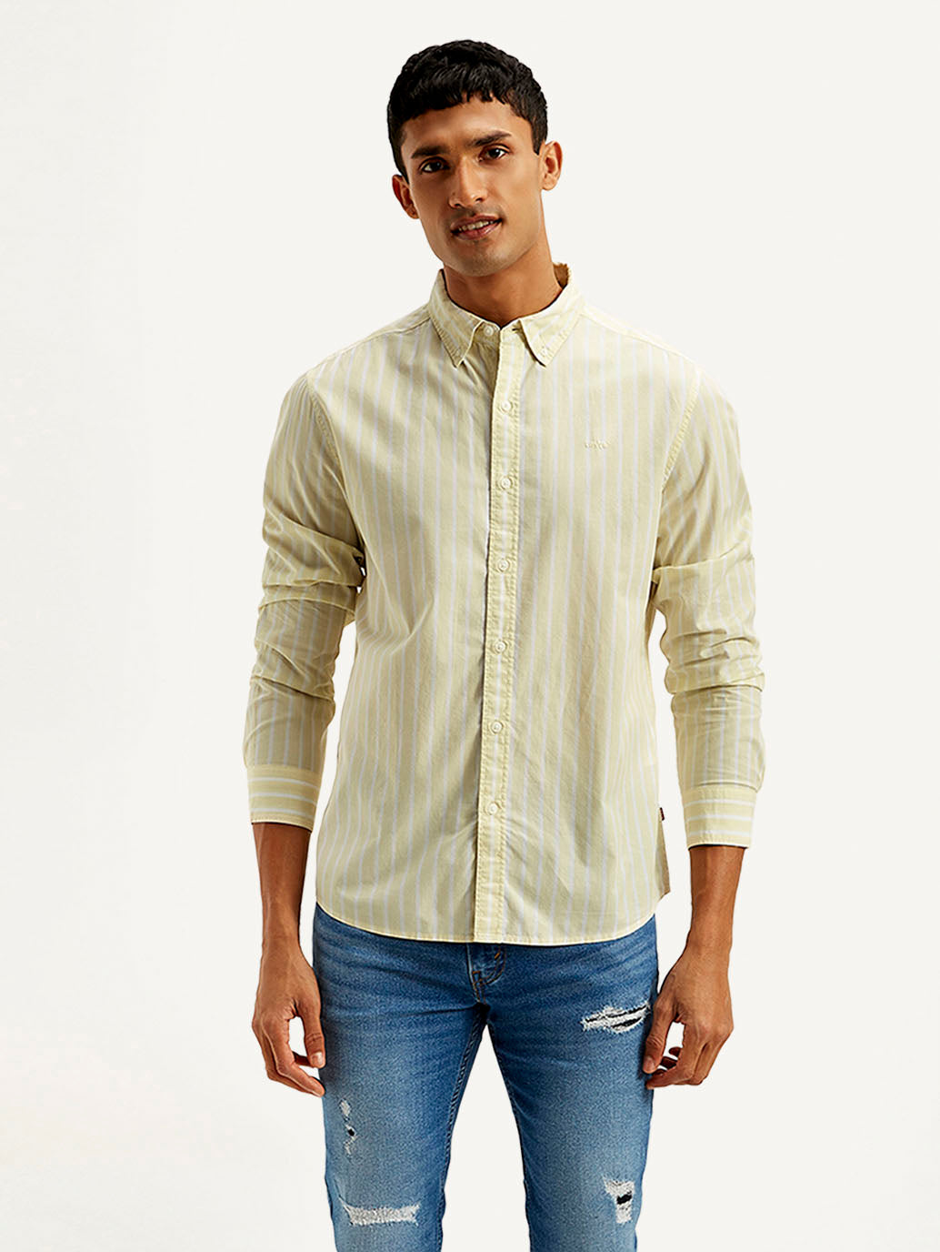Men's Striped Slim Fit Shirt - Front View