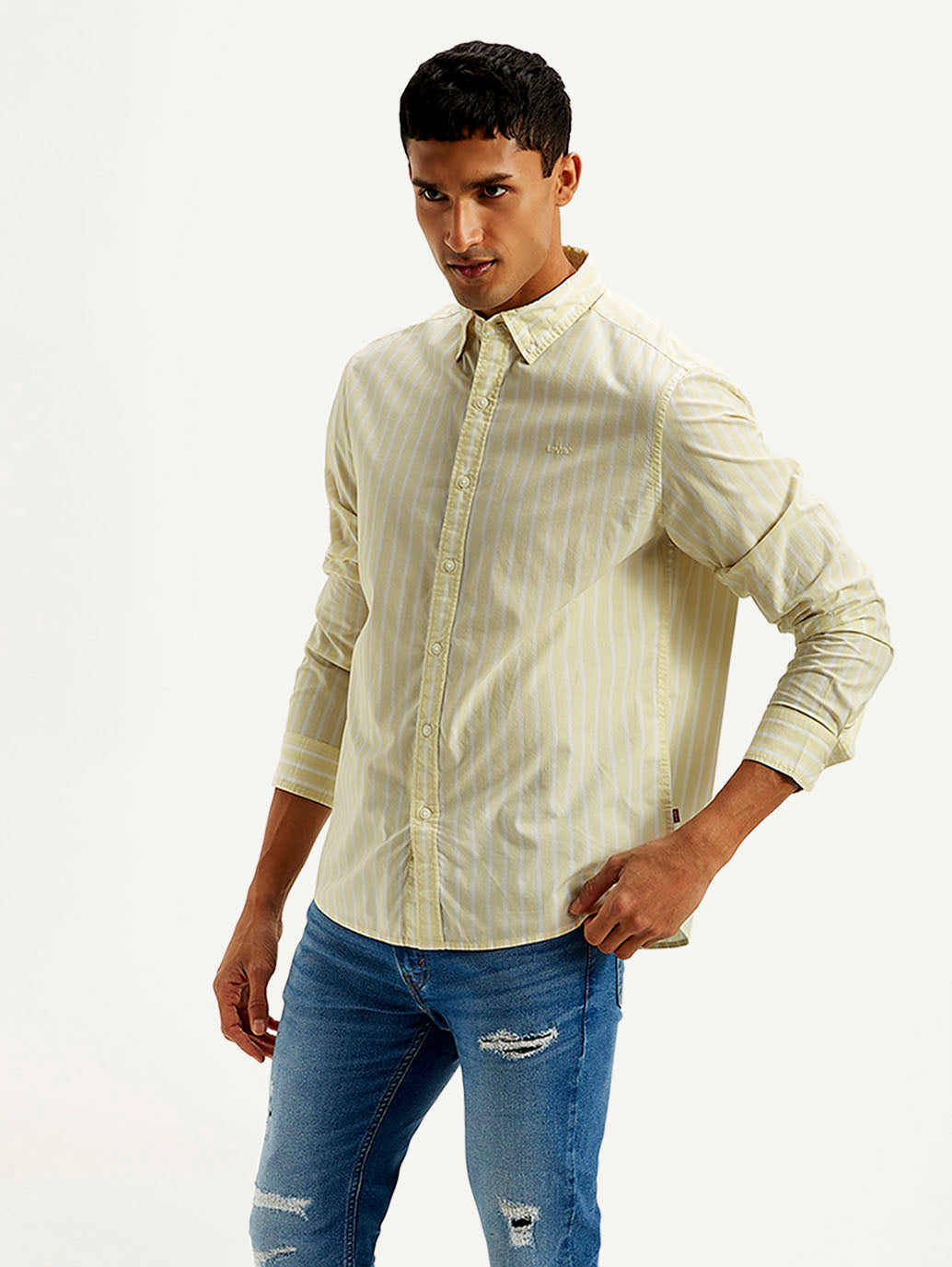 Men's Striped Slim Fit Shirt - Side View