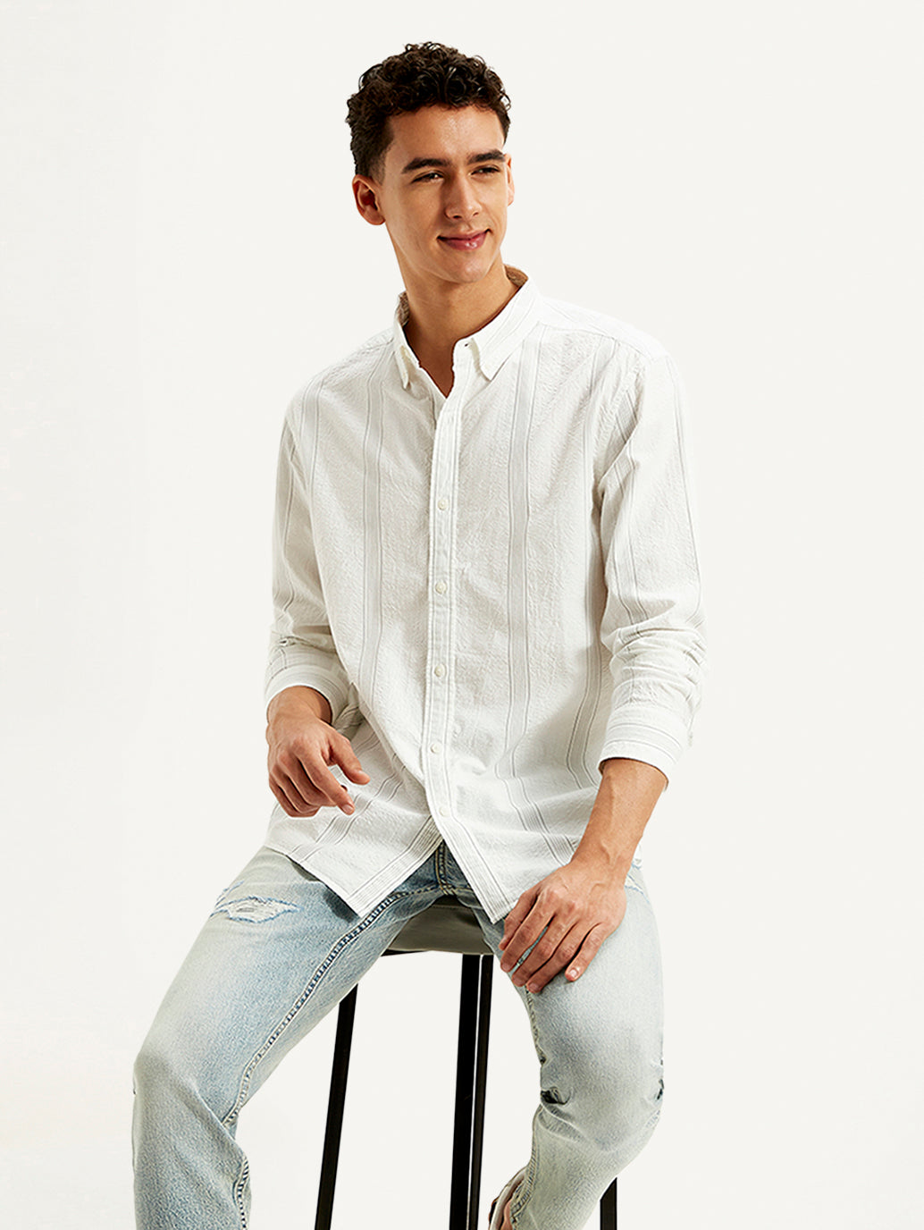 Men's Striped Slim Fit Shirt - Styleshot View