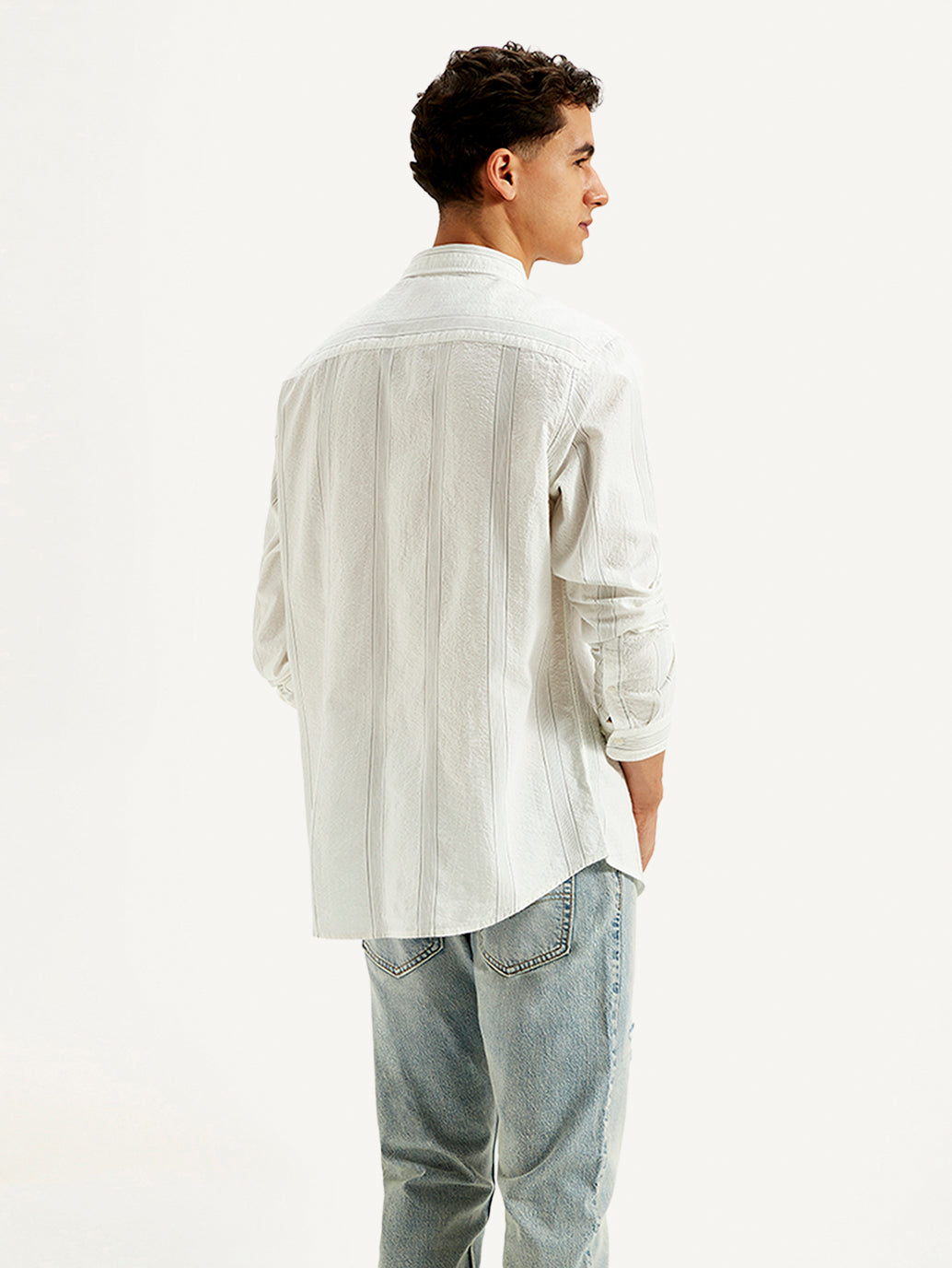 Men's Striped Slim Fit Shirt - Back View