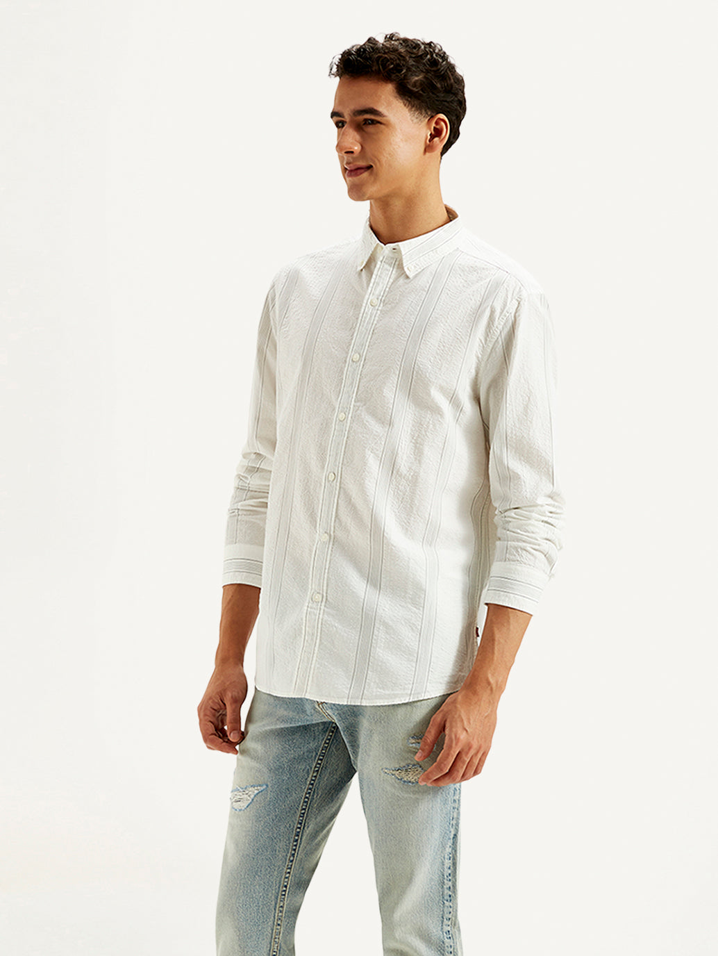 Men's Striped Slim Fit Shirt - Side View