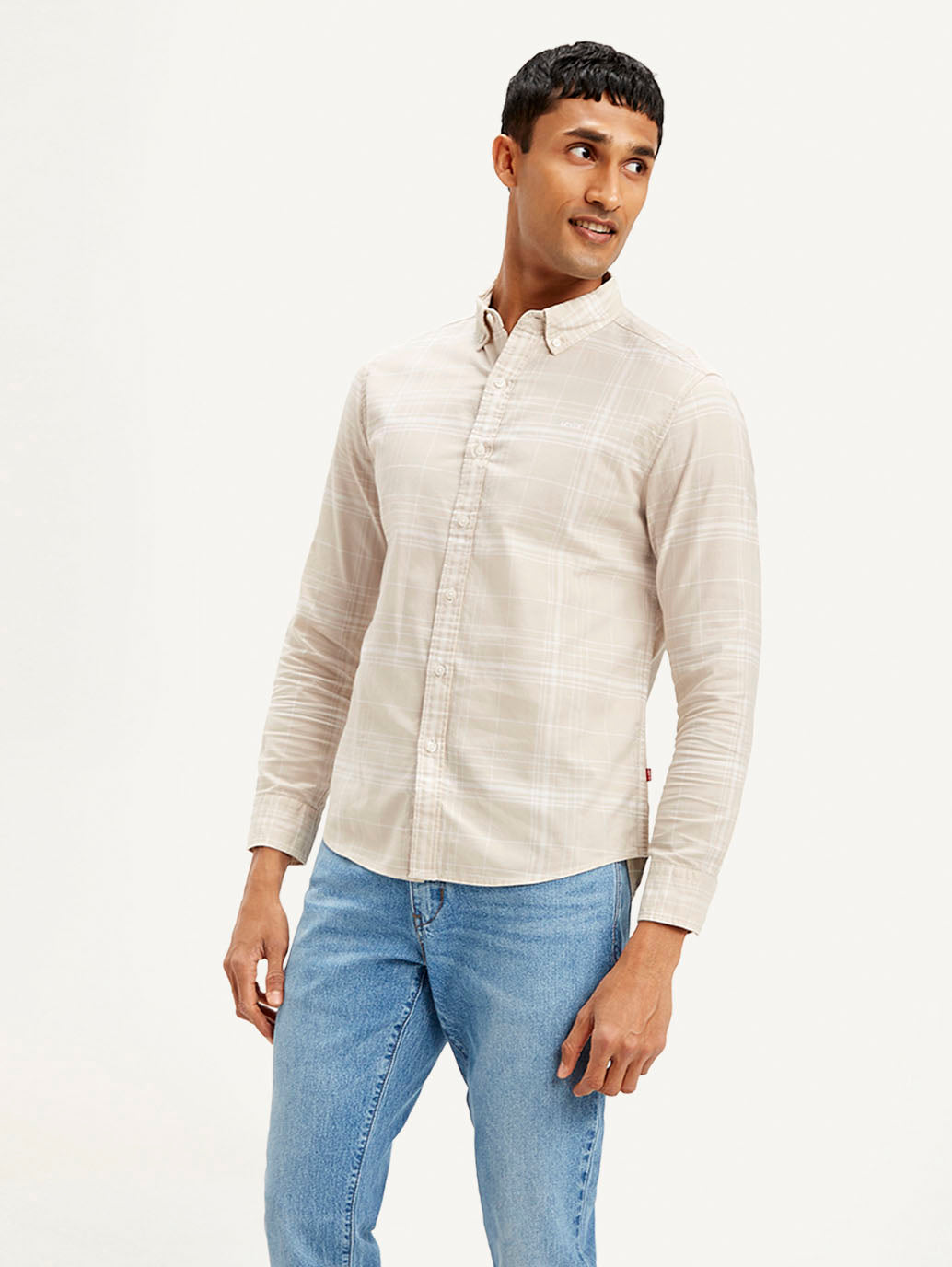 Men's Checkered Slim Fit Oxford Shirt - Styleshot View