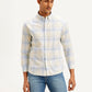 Men's Checkered Slim Fit Oxford Shirt - Front View