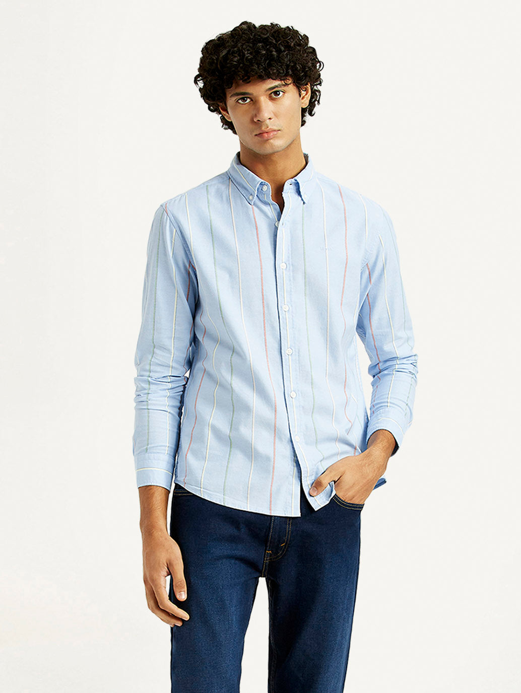 Men's Striped Slim Fit Oxford Shirt