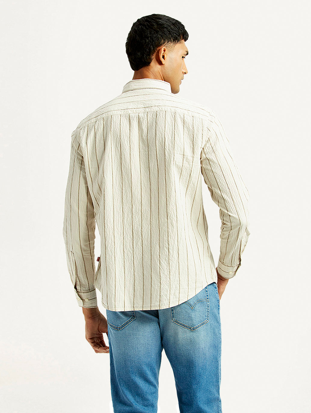 Men's Striped Slim Fit Shirt - Back View