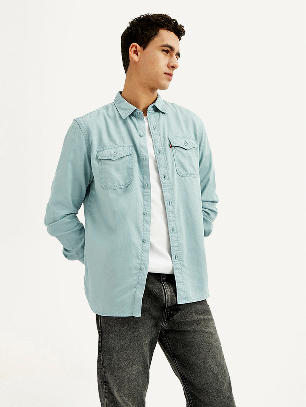 Men's Solid Slim Fit Overdyed Overshirt - 20 View
