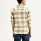 Men's Plaid Cream Relaxed Fit Jacket - Back View