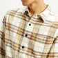 Men's Plaid Cream Relaxed Fit Jacket - Detail View