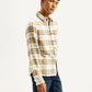 Men's Plaid Cream Relaxed Fit Jacket - Side View