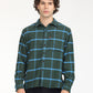 Men's Checkered Dark Green Spread Collar Shacket - Front View
