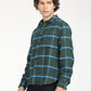 Men's Checkered Dark Green Spread Collar Shacket - RightSide View